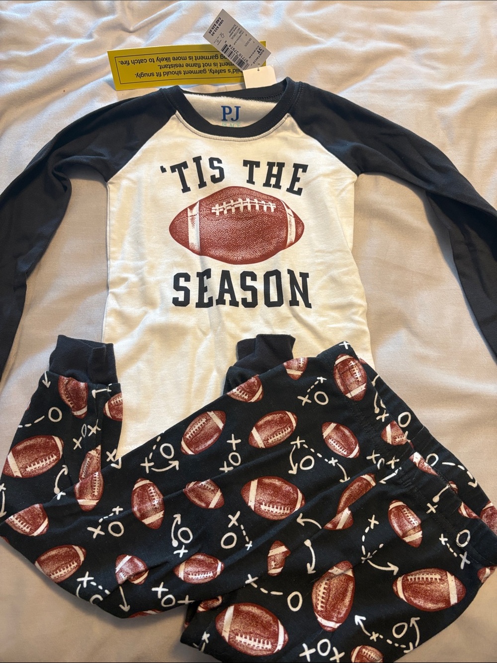 The Children's Place Black and White 'Tis The Season Football Pajama Set
